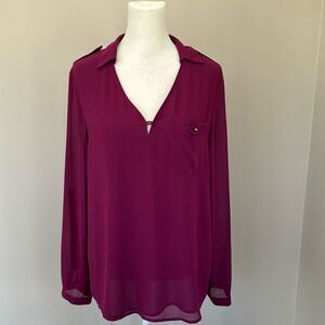 Naked Zebra Long Sleeve Sheer Blouse Size Medium